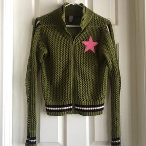 Mesh Style Zip up Cardigan